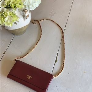 Red Prada Saffiano Wallet Crossbody